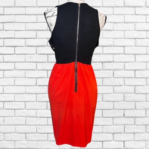 THML Womens Geometric Knit Bodice Fit & Flare Dress Red Black Large Sleeveless - Picture 3 of 6